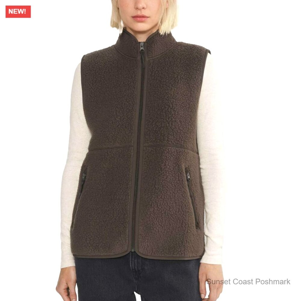 Sherpa Fleece Vest Women's Lightweight Zip Vest with Pockets Fall Outerwear